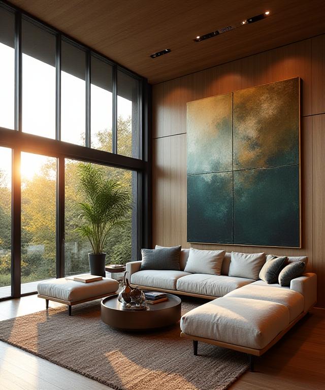 Artistic installation in a luxury modern living space